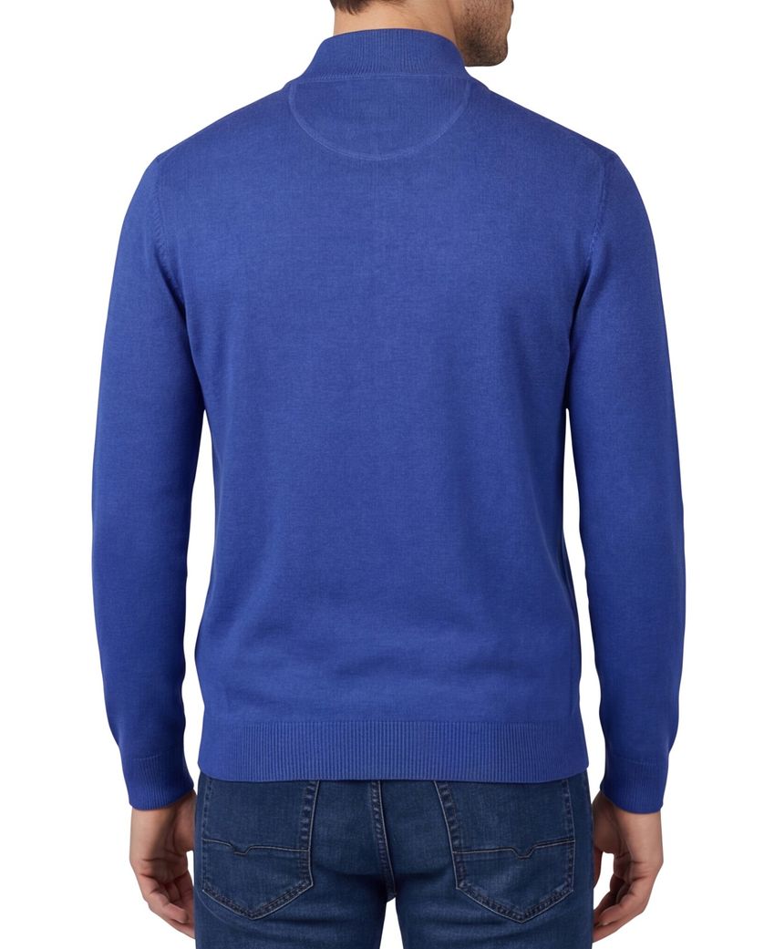 katoenen Portofino vest kobaltblauw effen normale fit