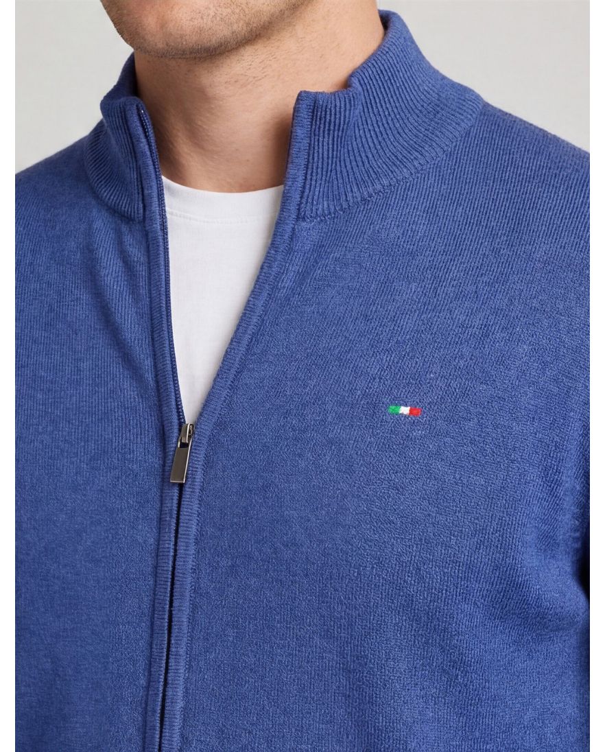 Portofino vest blauw gemeleerd katoen normale fit