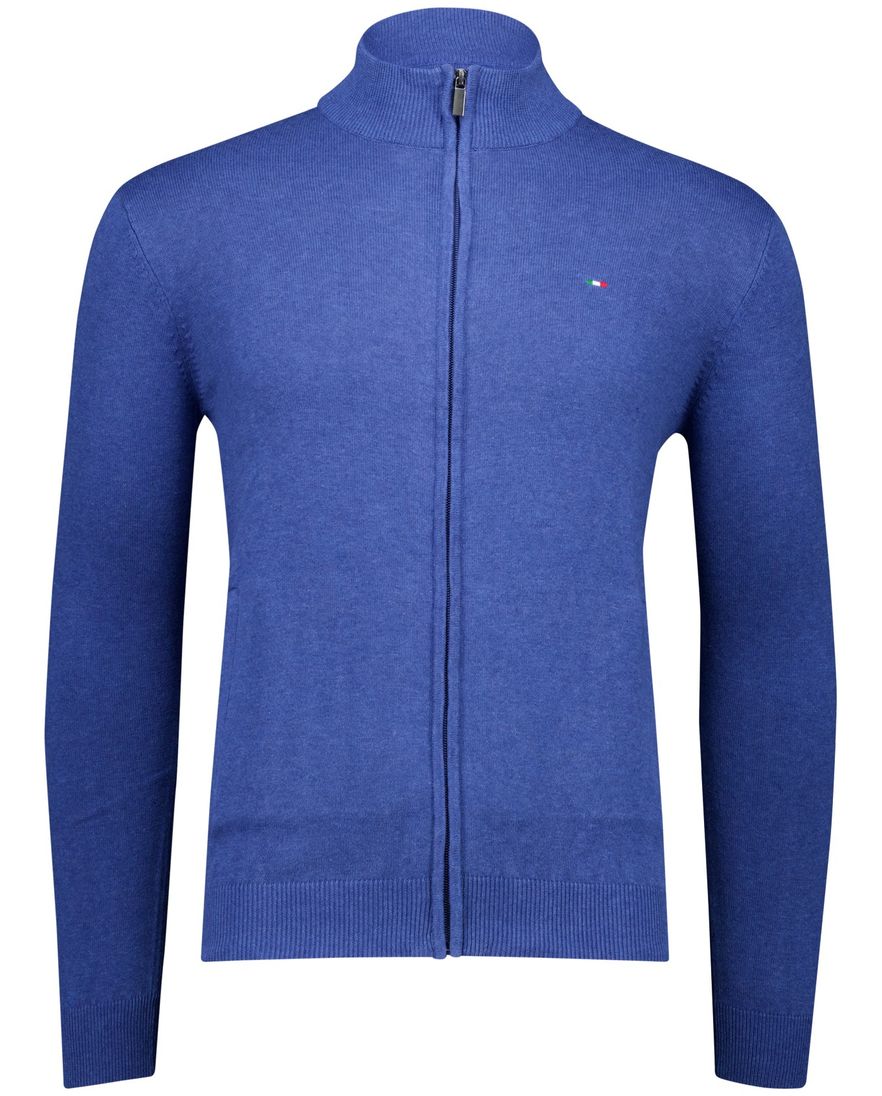 Portofino vest blauw gemeleerd katoen normale fit