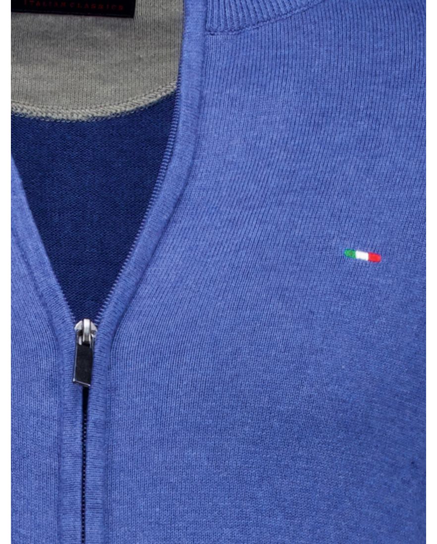 Portofino vest blauw gemeleerd katoen normale fit