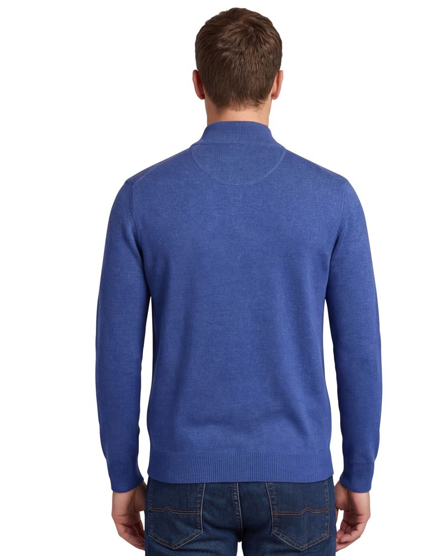 Portofino vest blauw gemeleerd katoen normale fit