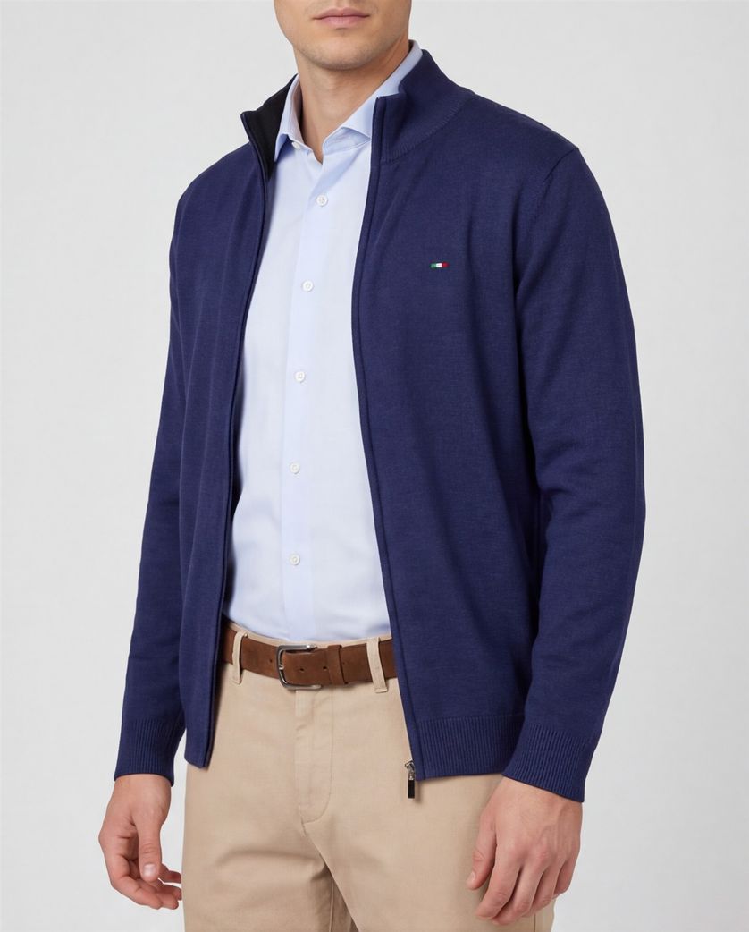 Portofino vest donkerblauw effen katoen