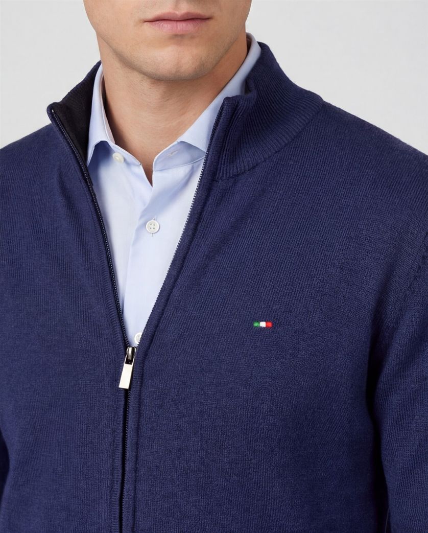 Portofino vest donkerblauw effen katoen