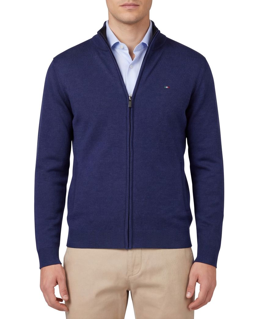 Portofino vest donkerblauw effen katoen