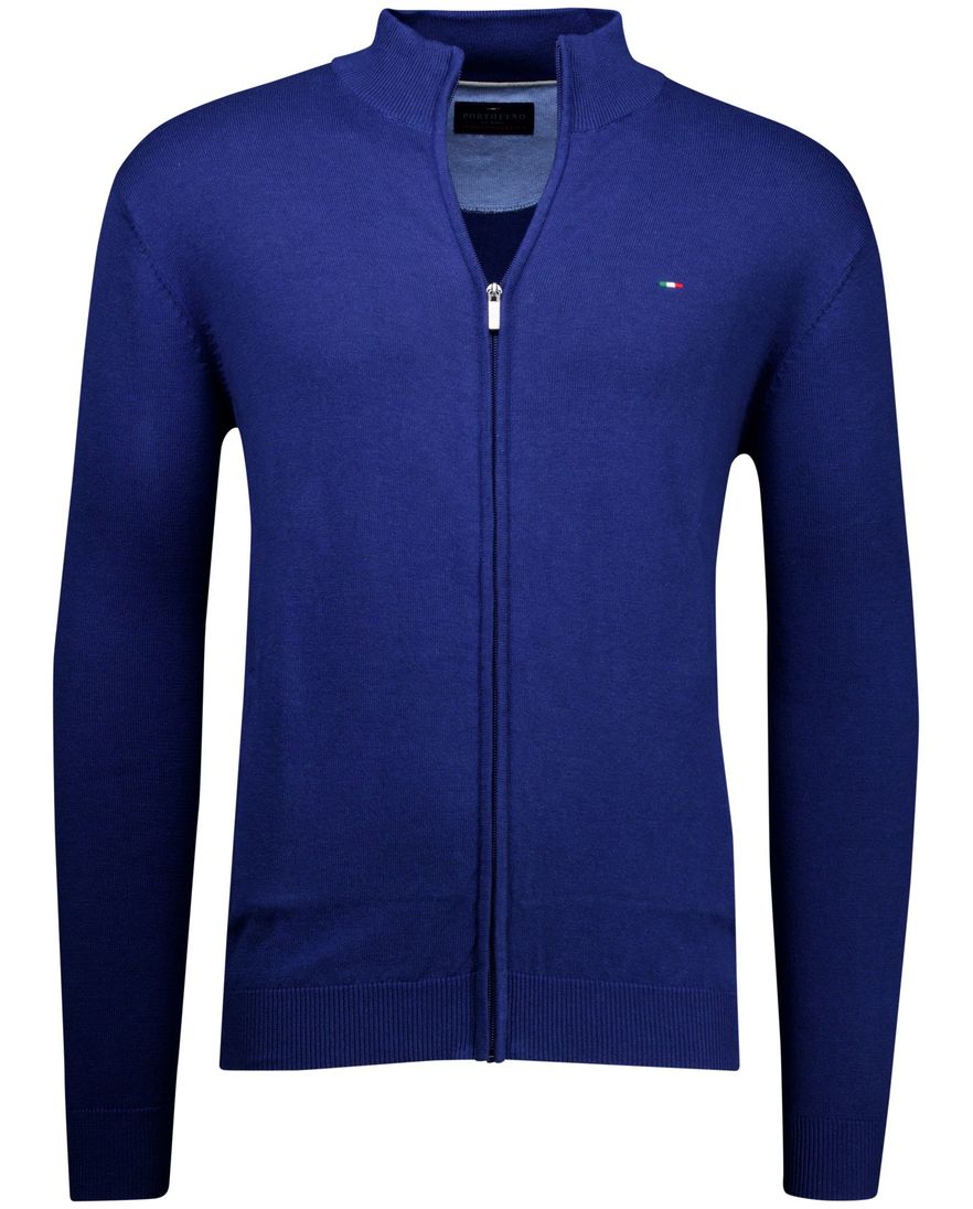 Portofino vest effen kobaltblauw katoen normale fit