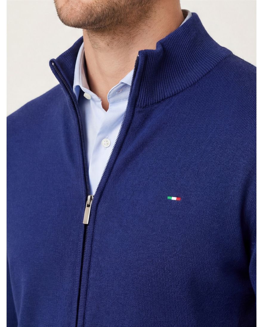 Portofino vest effen kobaltblauw katoen normale fit