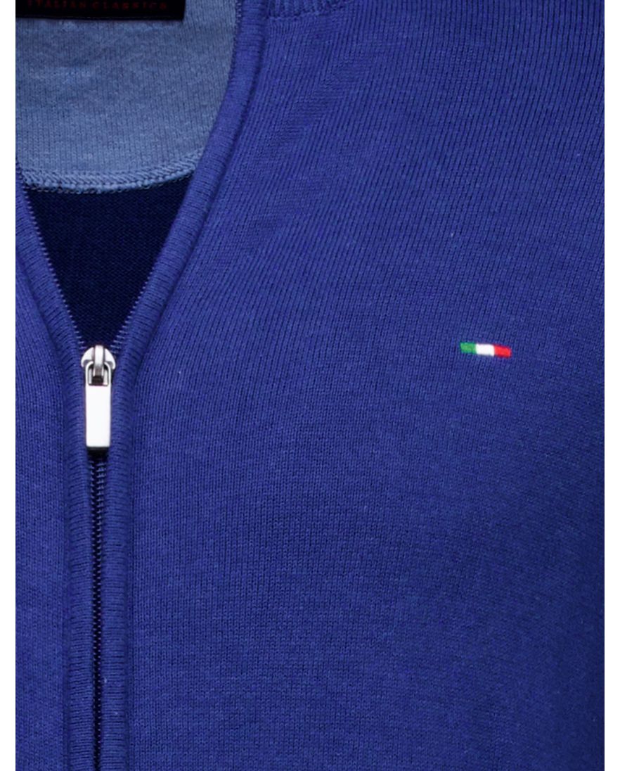 Portofino vest effen kobaltblauw katoen normale fit