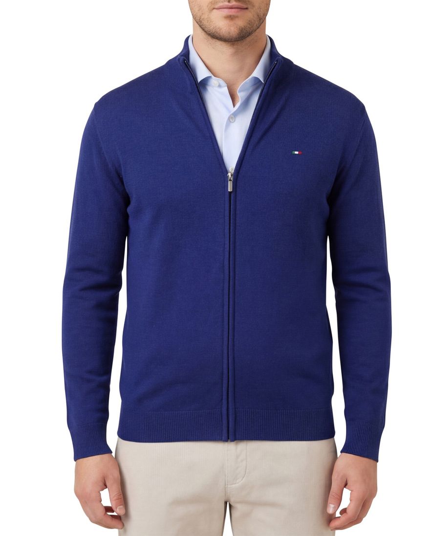 Portofino vest effen kobaltblauw katoen normale fit