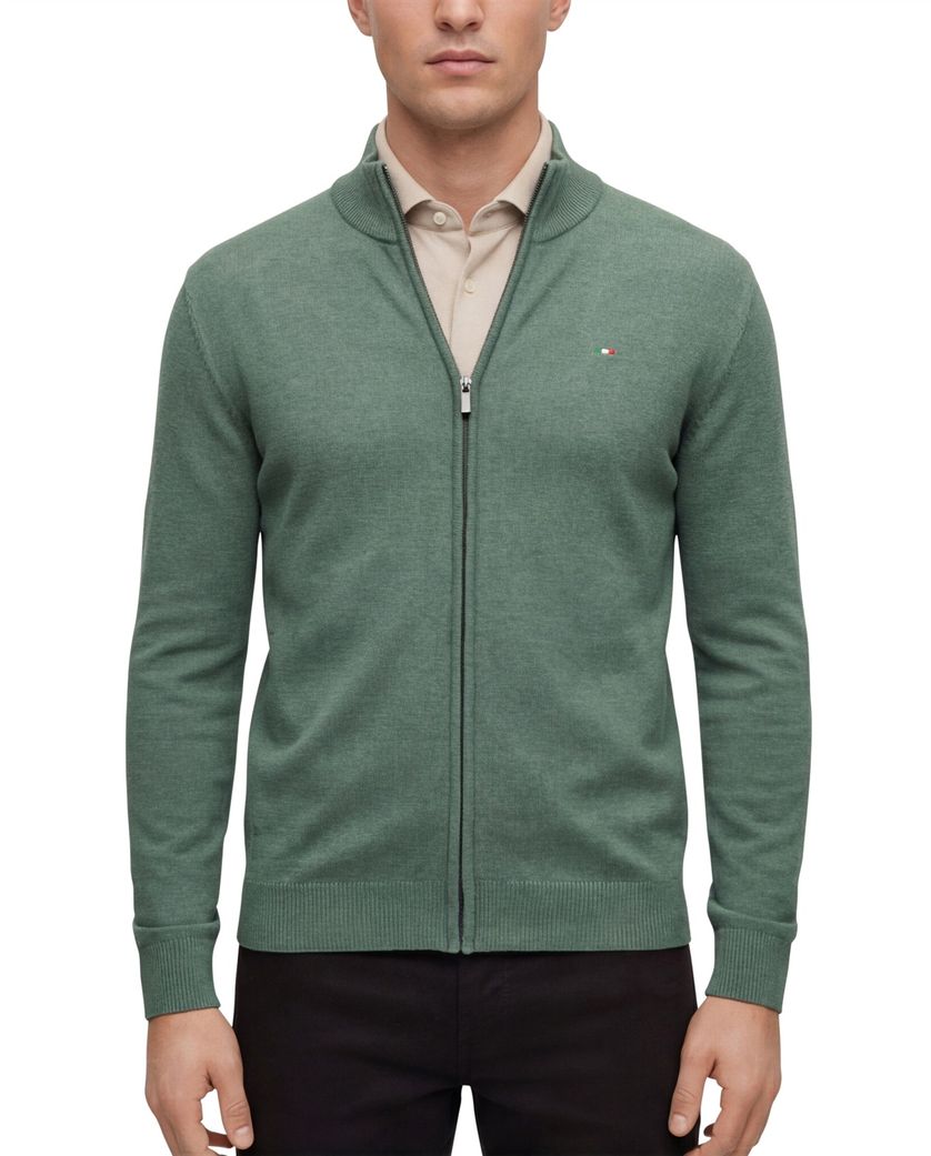 katoenen Portofino vest groen normale fit