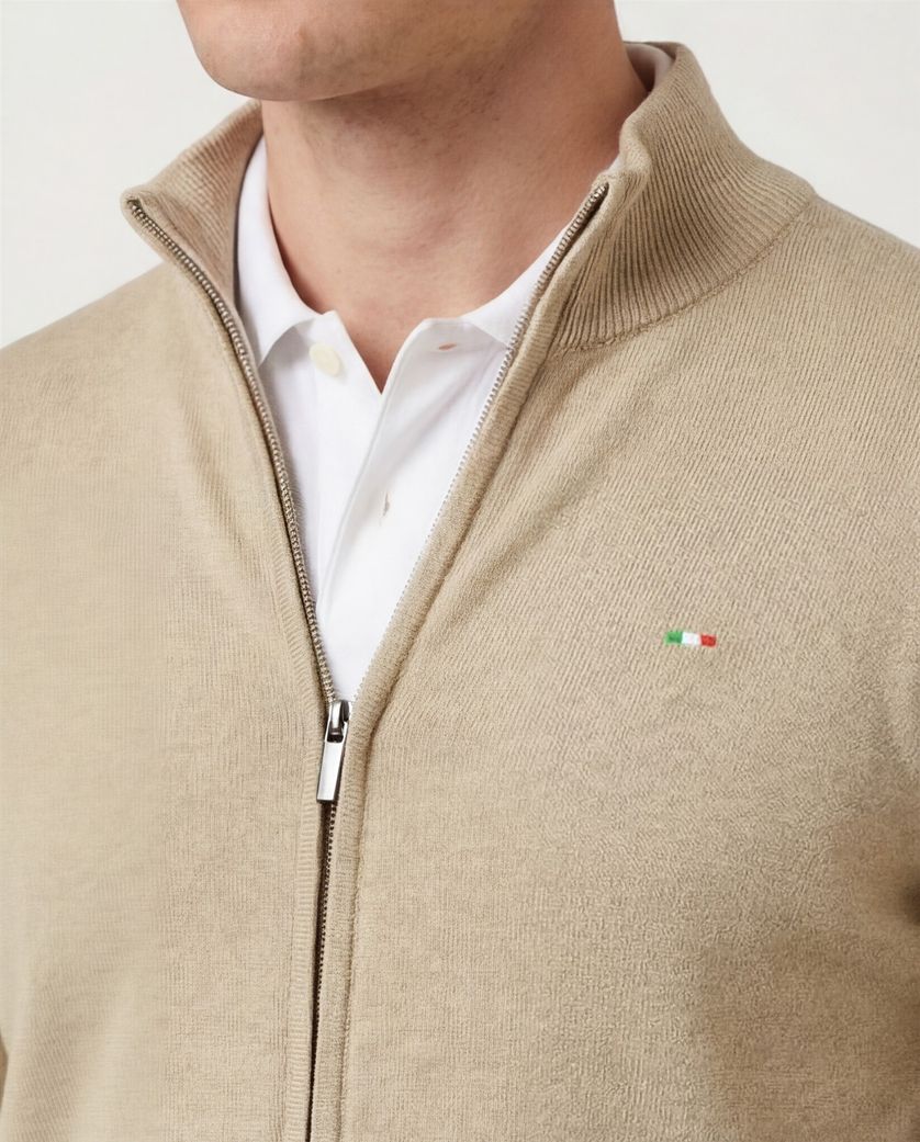 Katoenen Portofino vest bruin gemeleerd normale fit