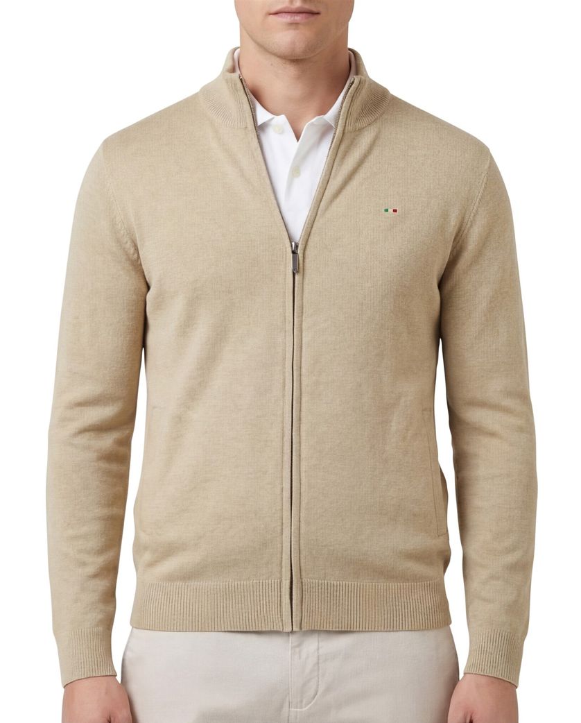 Katoenen Portofino vest bruin gemeleerd normale fit