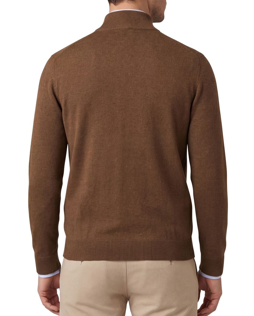 katoenen Portofino bruin vest effen normale fit