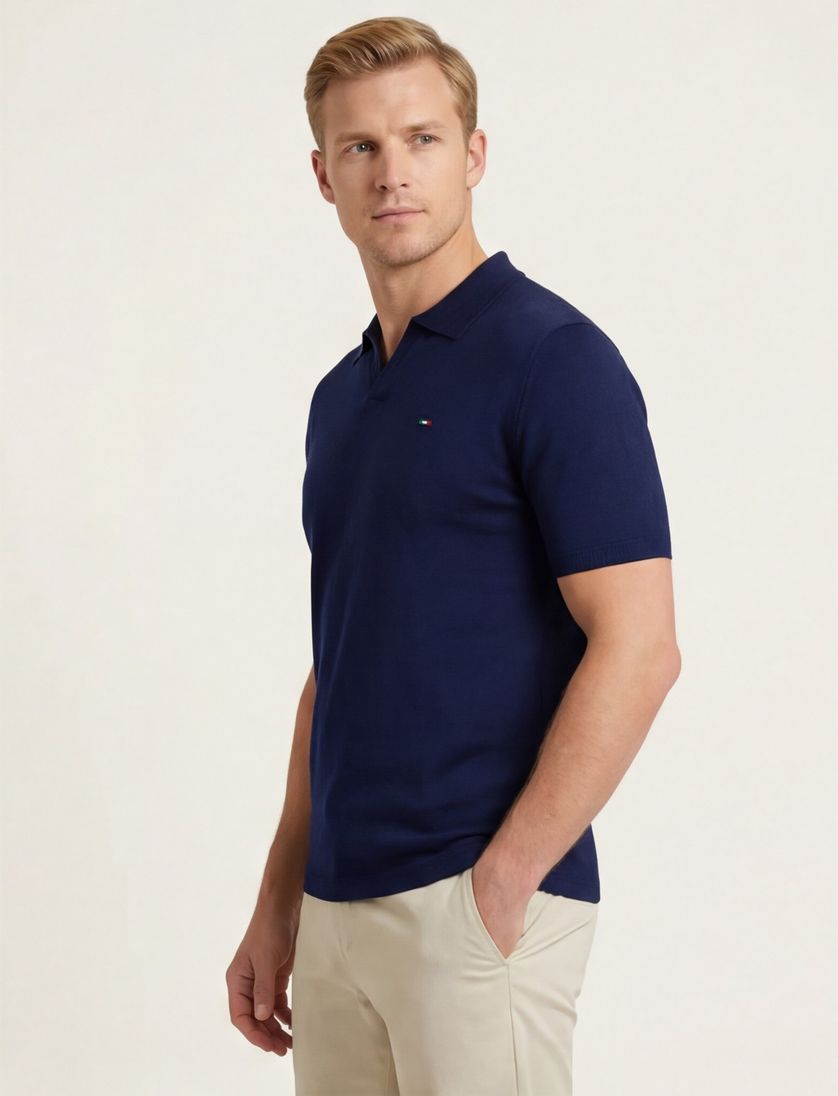 Portofino polo donkerblauw v-hals 100% katoen