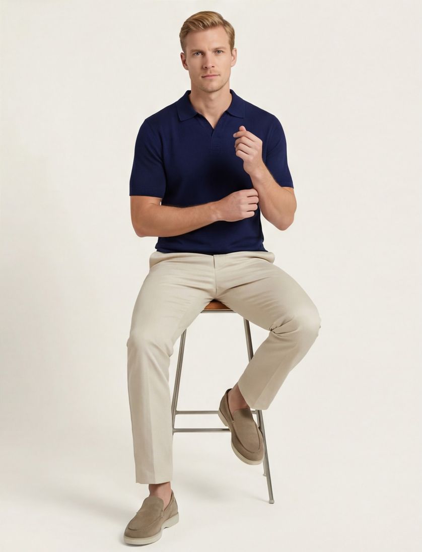 Portofino polo donkerblauw v-hals 100% katoen