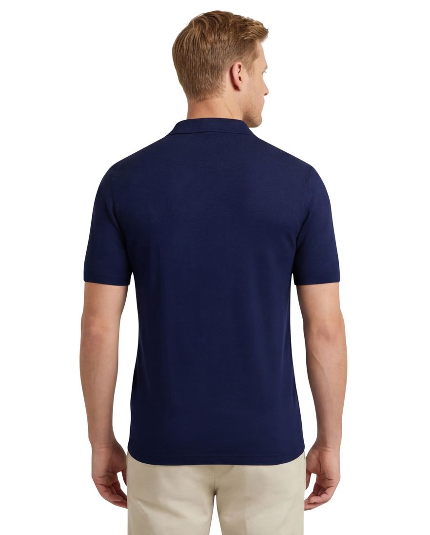 Portofino polo donkerblauw v-hals effen