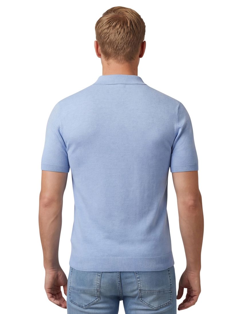 Portofino polo lichtblauw v-hals korte mouw boord