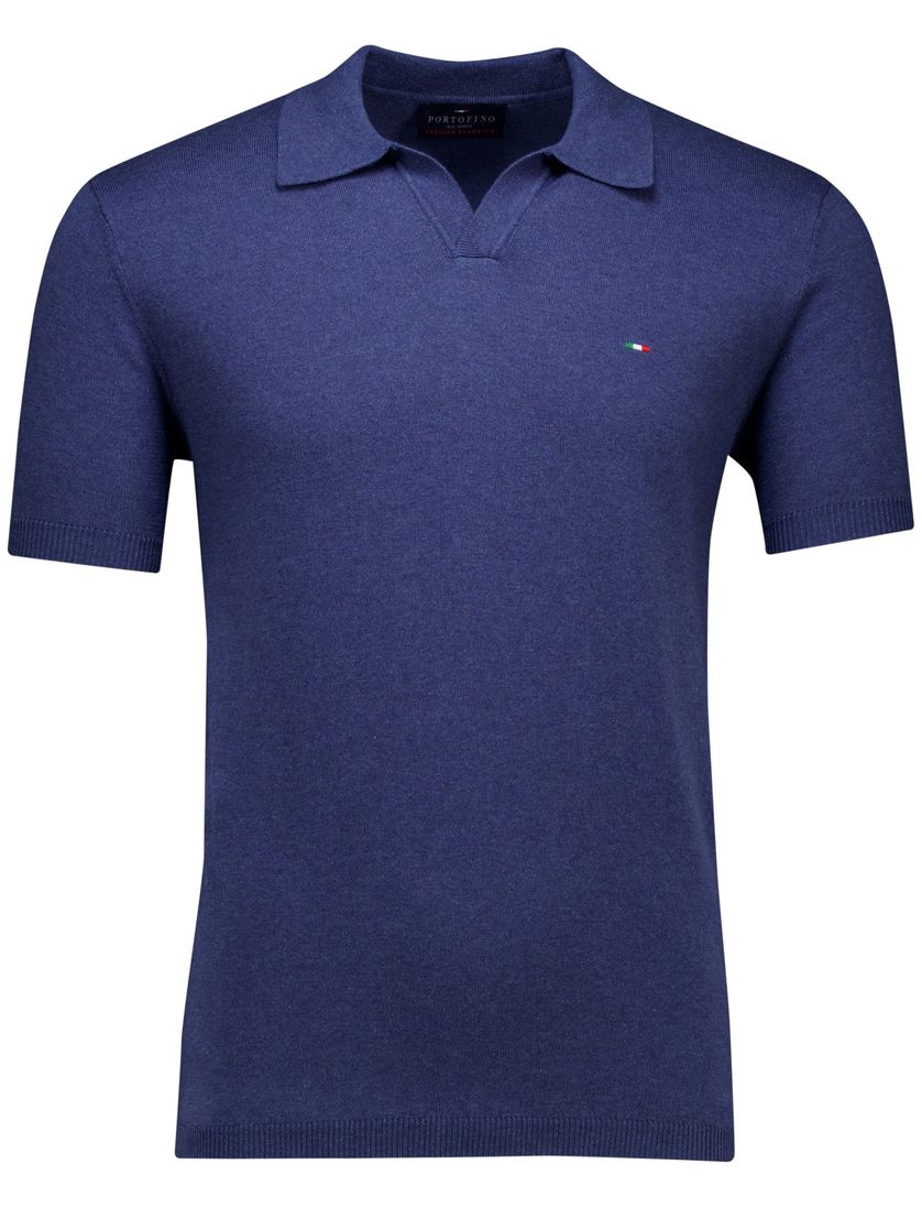 katoenen Portofino polo donkerblauw gemeleerd gebreid