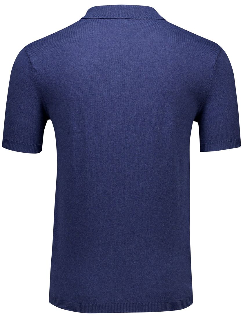 katoenen Portofino polo donkerblauw gemeleerd gebreid