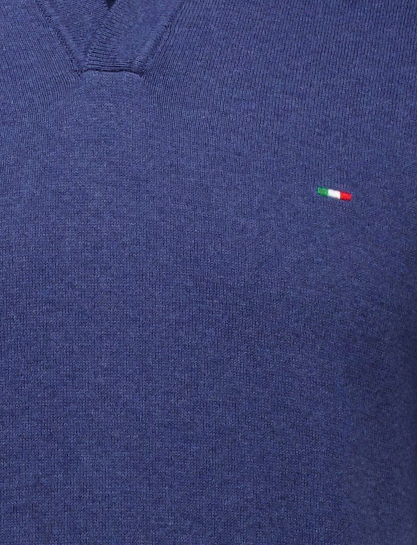 katoenen Portofino polo donkerblauw gemeleerd gebreid
