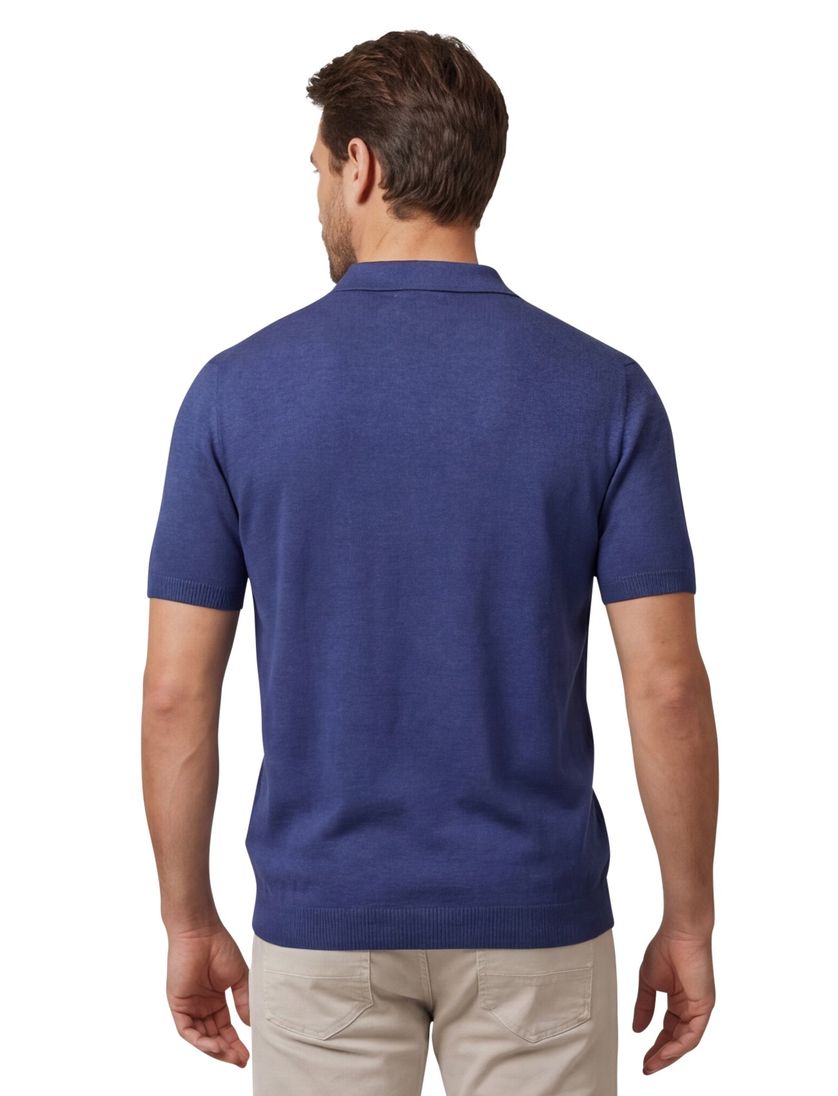 katoenen Portofino polo donkerblauw gemeleerd gebreid