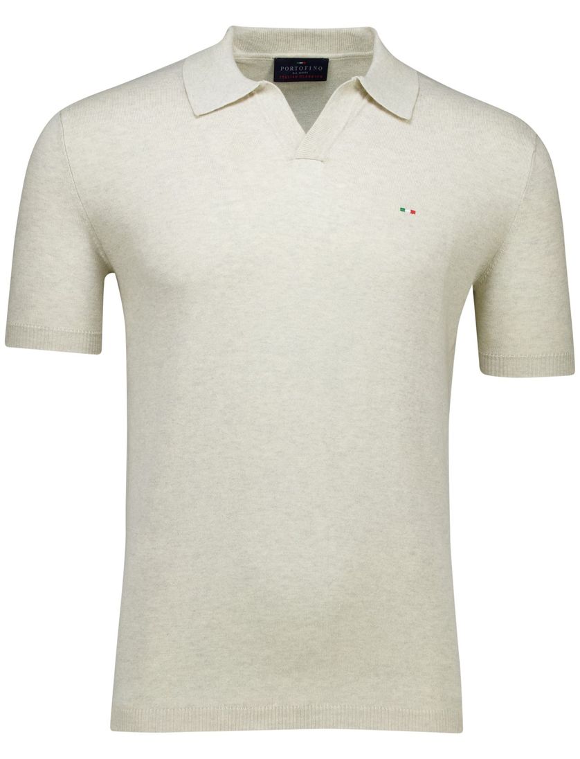 Portofino polo v-hals creme gebreid