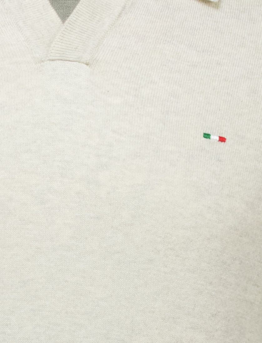 Portofino polo v-hals creme gebreid