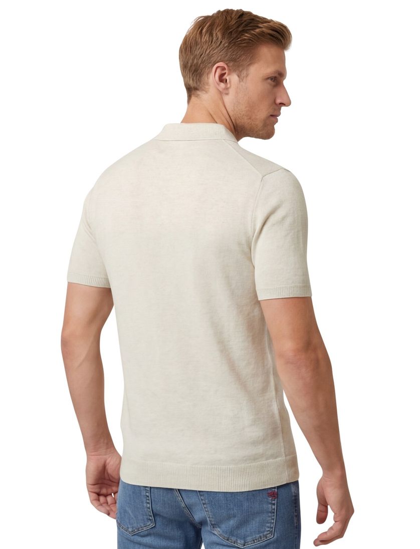 Portofino polo v-hals creme gebreid