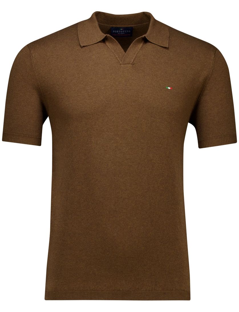 Portofino polo bruin gebreid normale fit