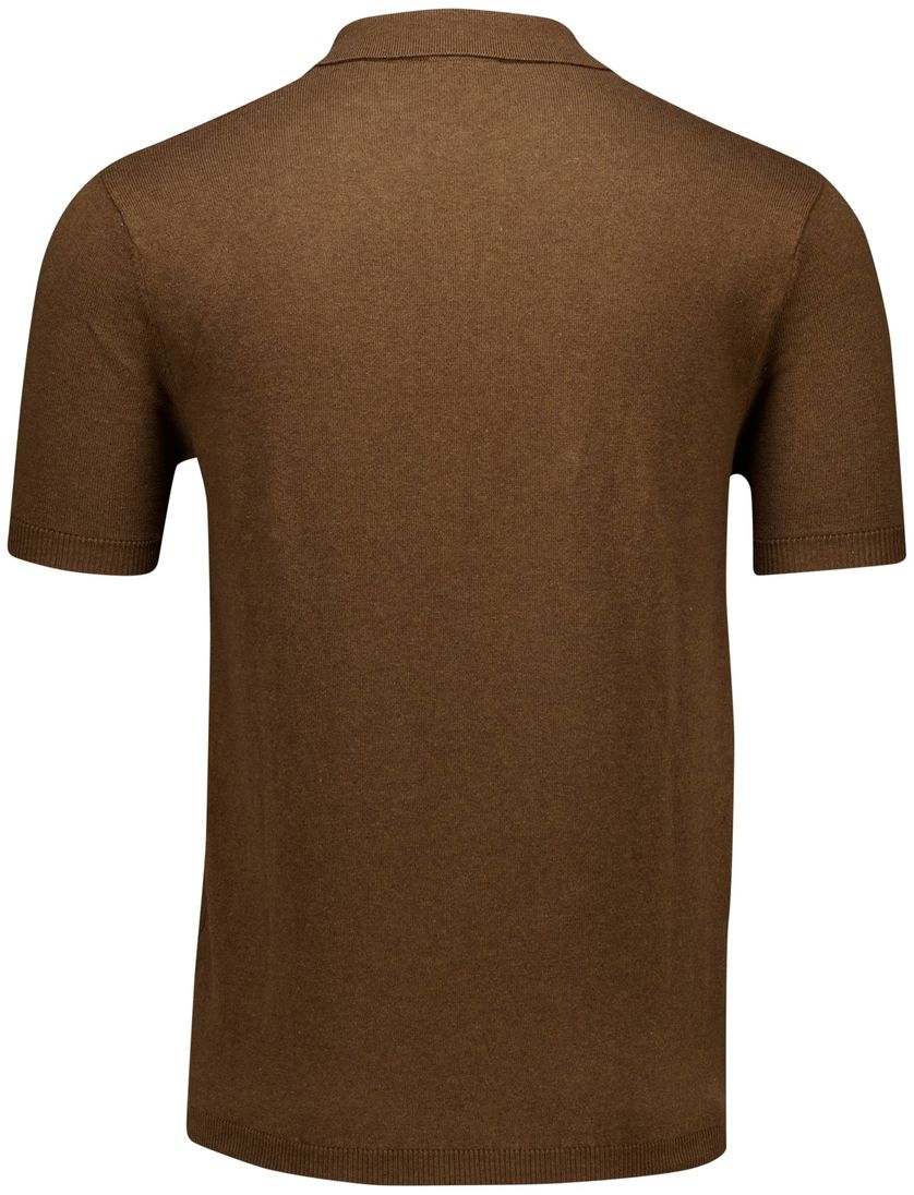 Portofino polo bruin gebreid normale fit