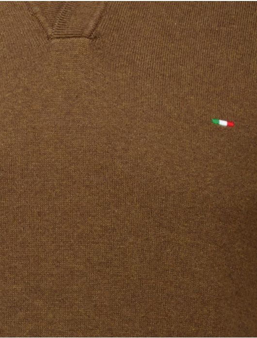 Portofino polo bruin gebreid gemeleerd katoen