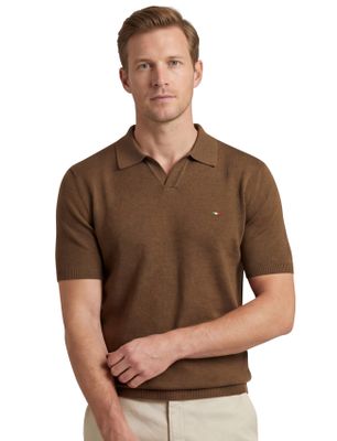 Portofino Portofino polo bruin gebreid normale fit
