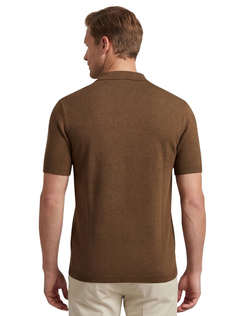 Portofino polo bruin gebreid normale fit