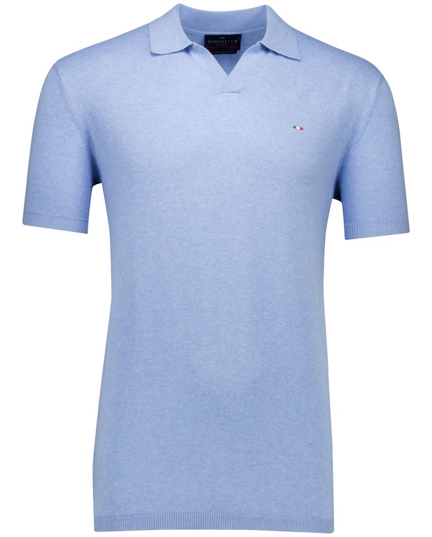 Portofino polo extra lang lichtblauw gebreid normale fit