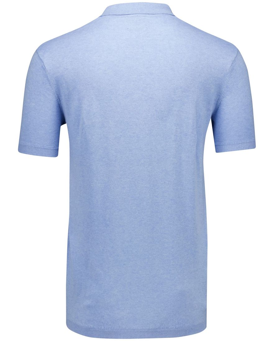Portofino polo extra lang lichtblauw gebreid normale fit