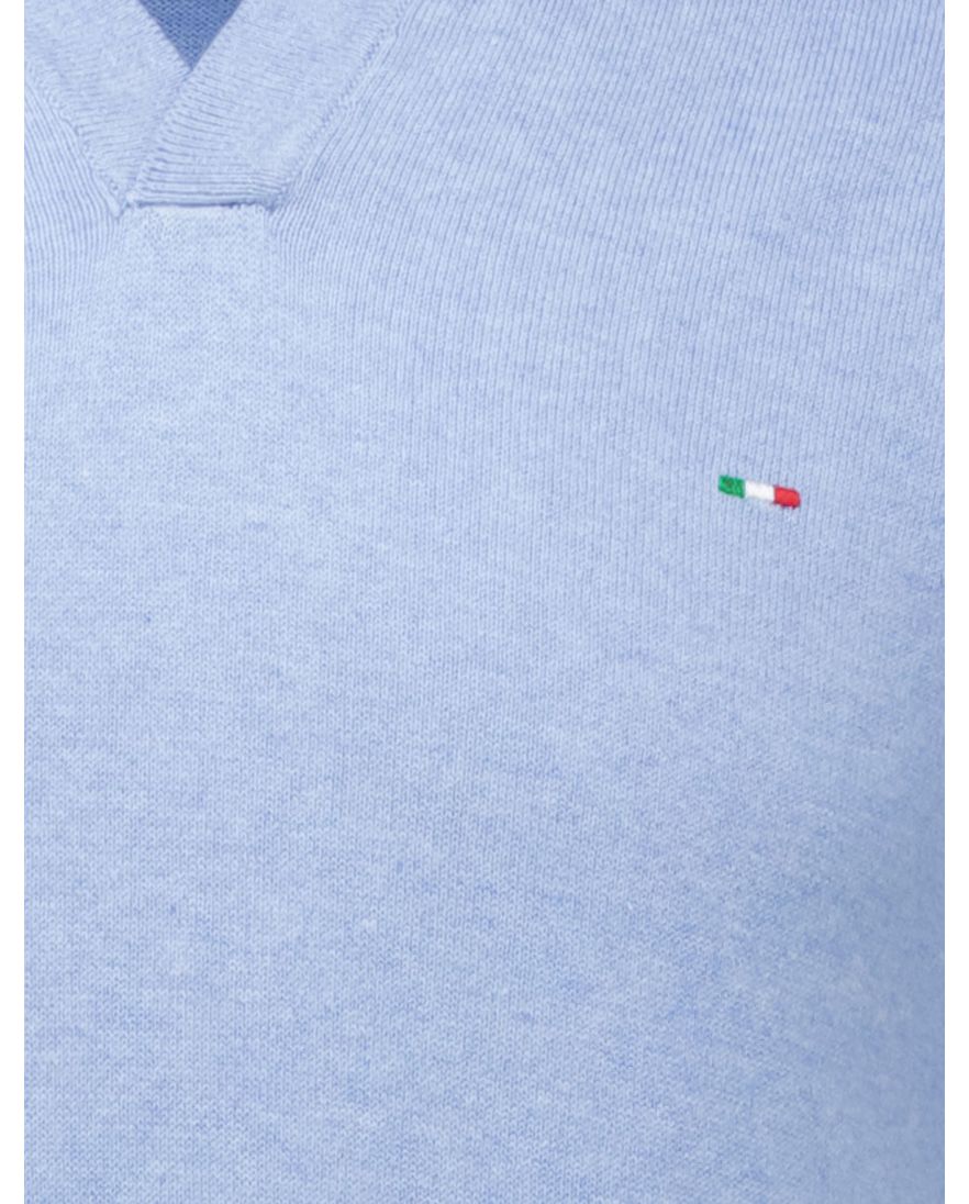 Portofino polo extra lang lichtblauw gebreid normale fit