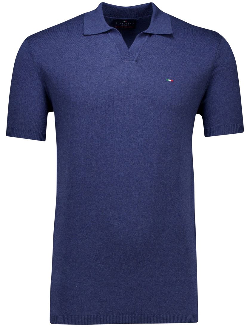 katoenen Portofino polo extra lang donkerblauw normale fit