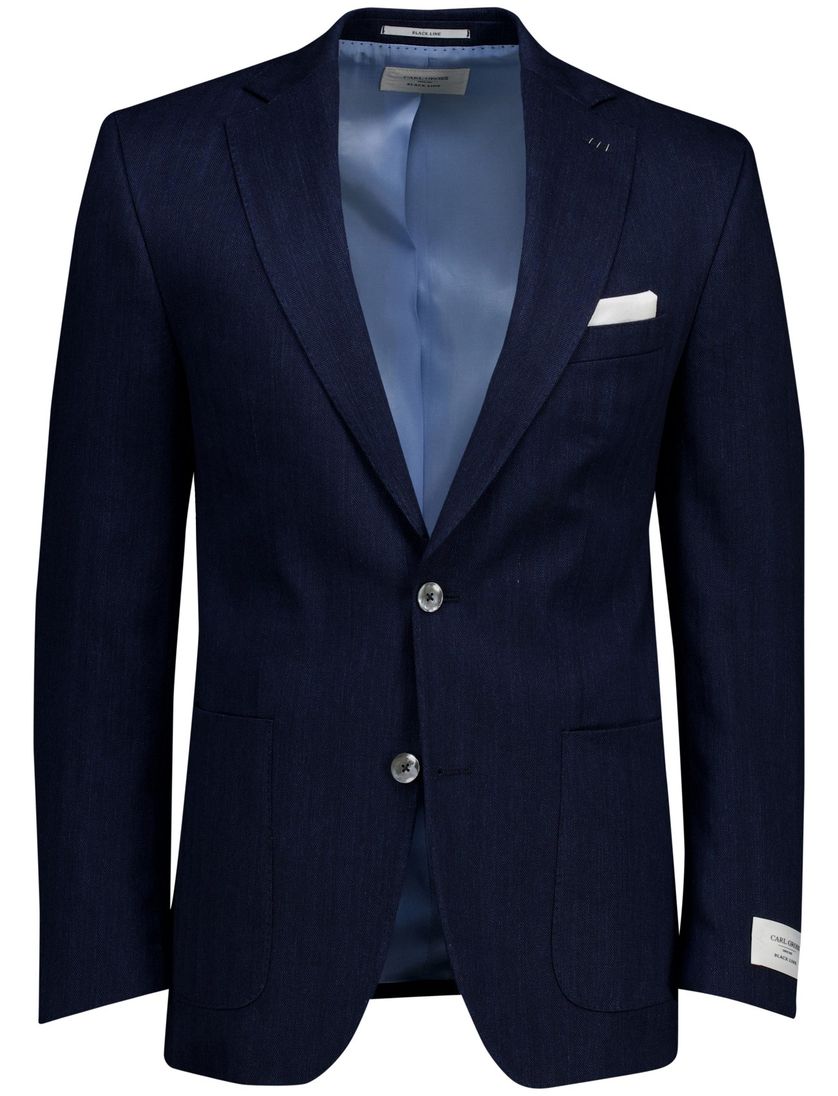 linnen Carl Gross Sakko colbert donkerblauw normale fit