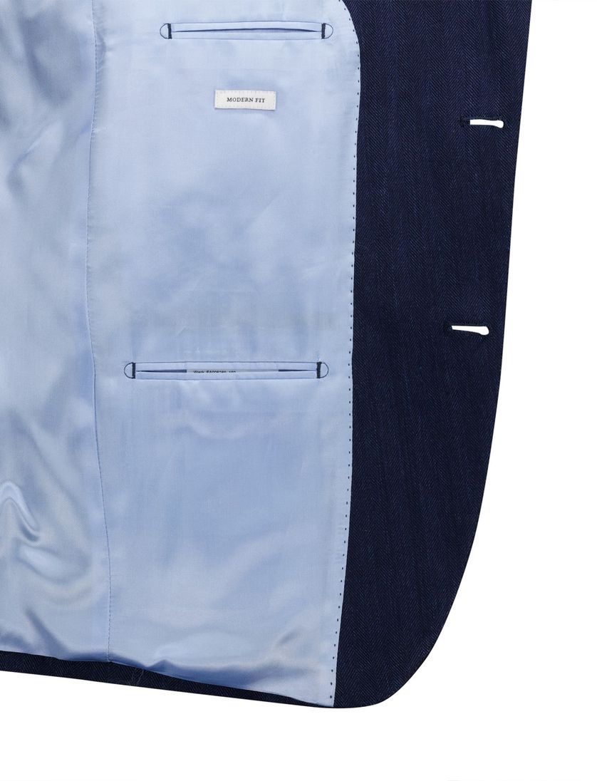 linnen Carl Gross Sakko colbert donkerblauw normale fit