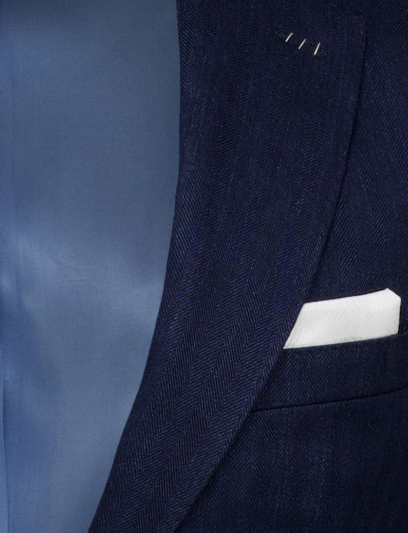 linnen Carl Gross Sakko colbert donkerblauw normale fit