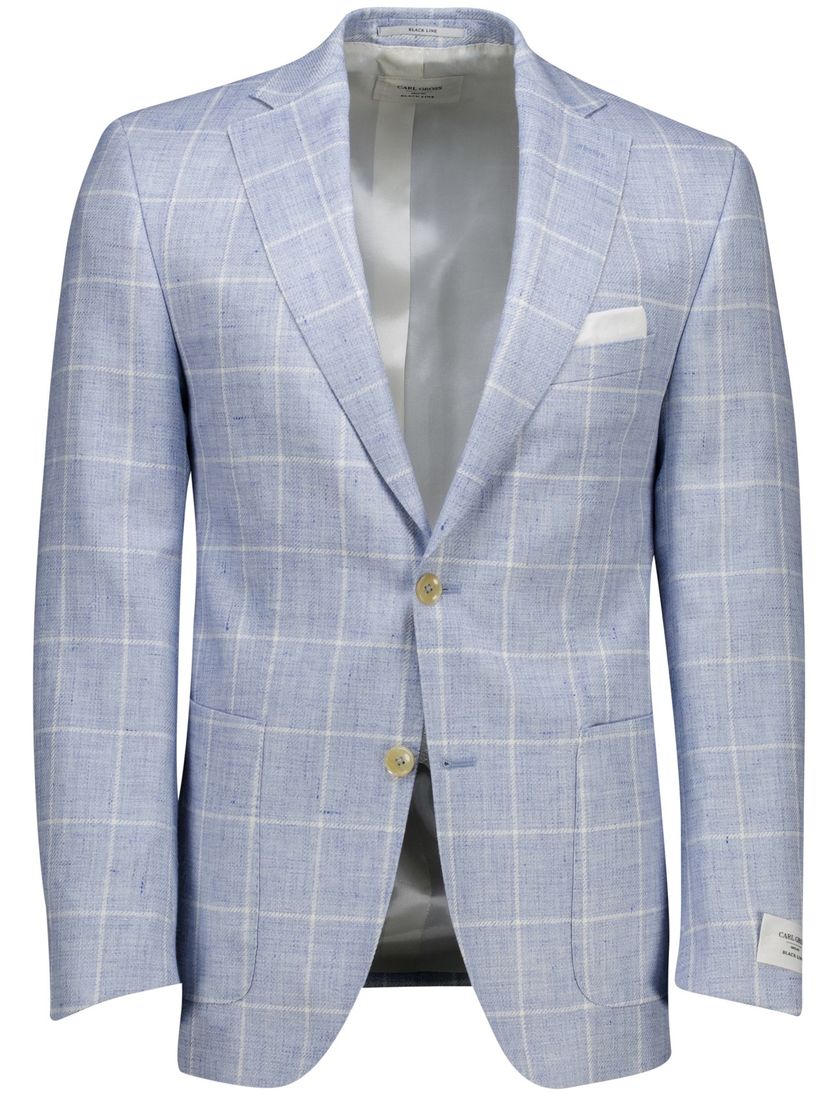 Carl Gross Sakko modern fit colbert blauw geruit met voering