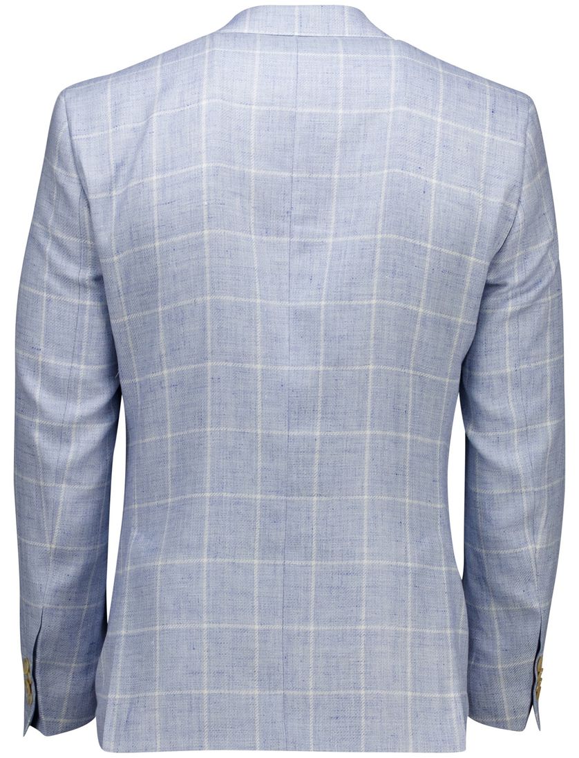 Carl Gross Sakko modern fit colbert blauw geruit met voering