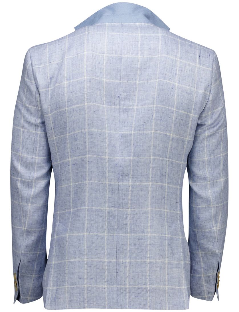 Carl Gross Sakko modern fit colbert blauw geruit met voering