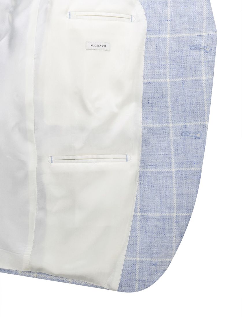 Carl Gross Sakko modern fit colbert blauw geruit met voering