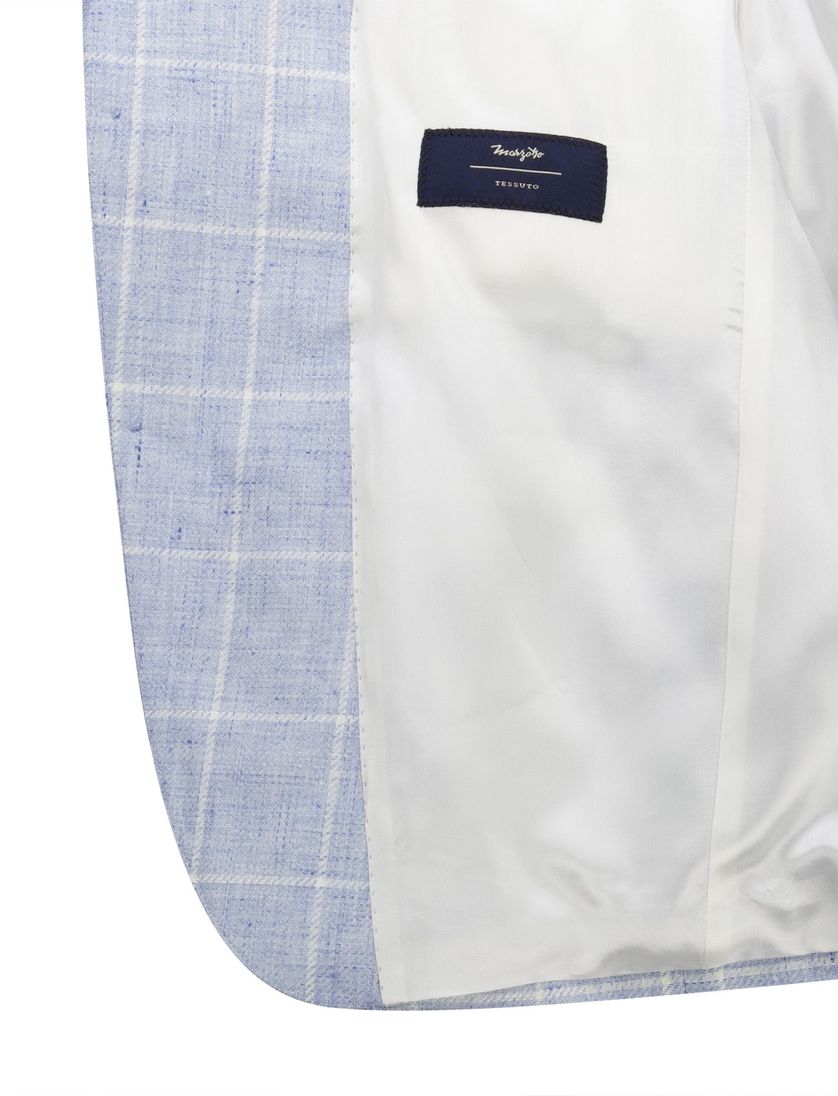 Carl Gross Sakko modern fit colbert blauw geruit met voering