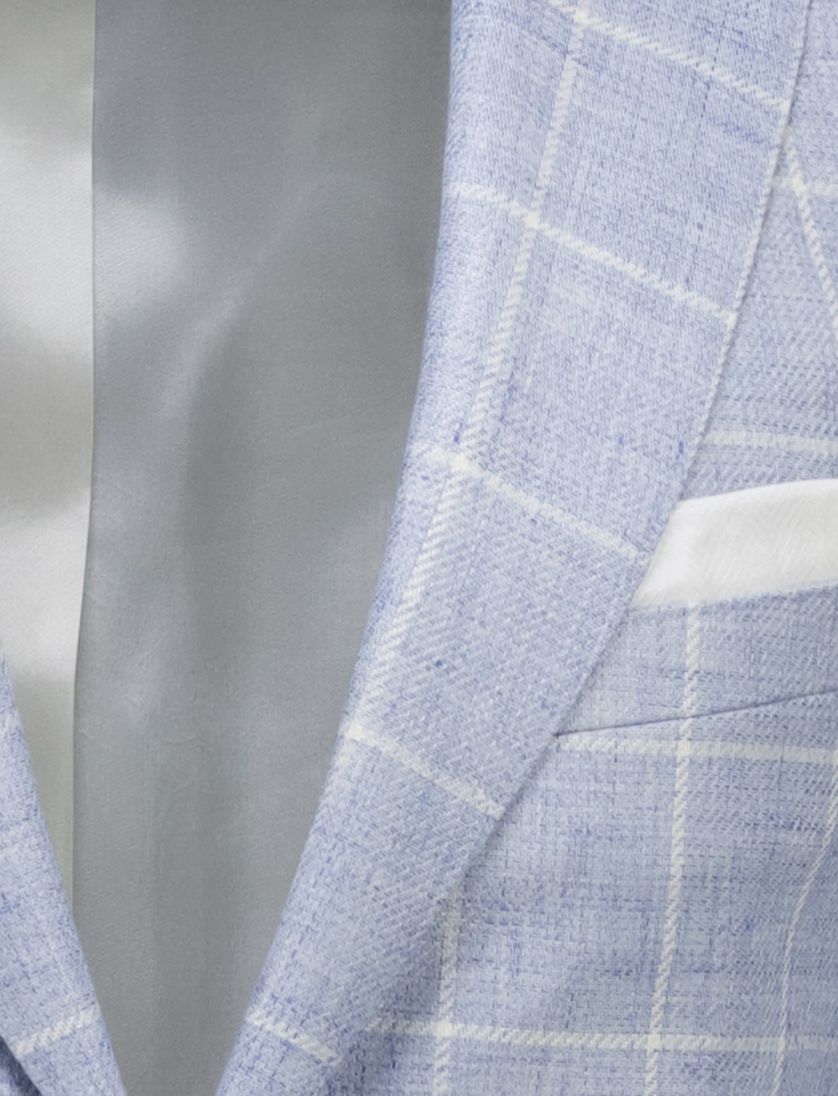 Carl Gross Sakko modern fit colbert blauw geruit met voering