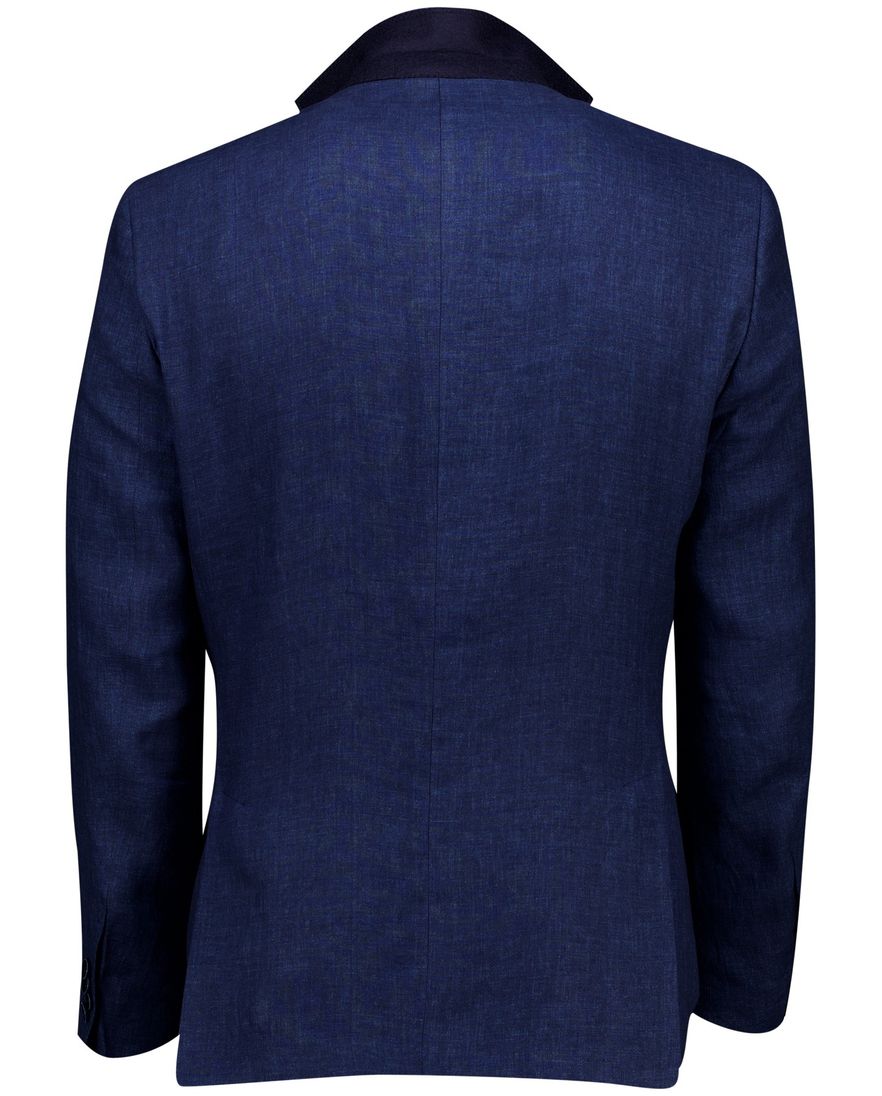 Carl Gross colbert sakko donkerblauw effen linnen