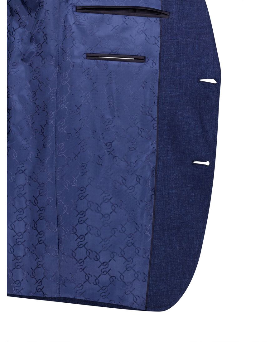 Carl Gross colbert sakko donkerblauw effen linnen