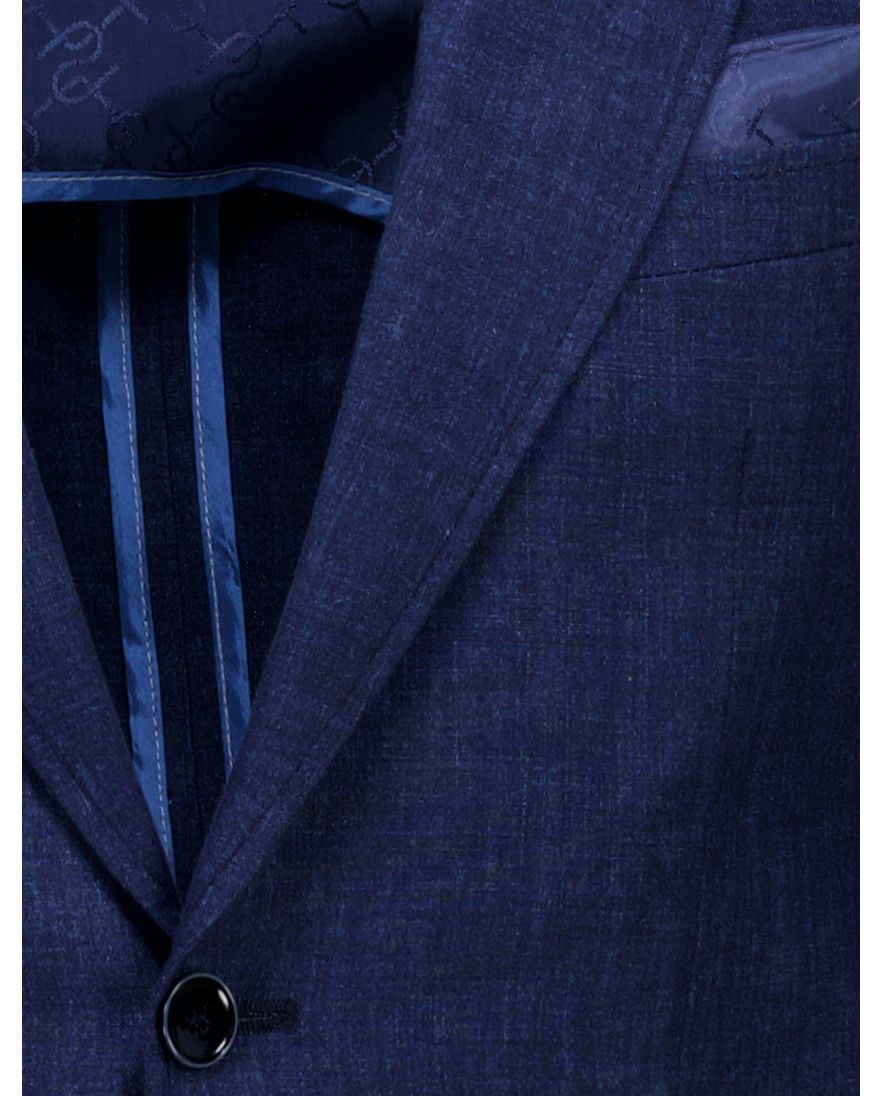 Carl Gross colbert sakko donkerblauw effen linnen