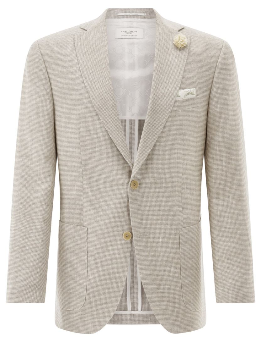 Carl Gross colbert beige geruit normale fit