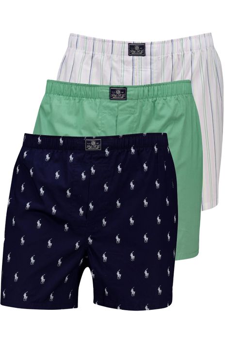 Polo Ralph Lauren boxershorts 3-pack groen navy katoen
